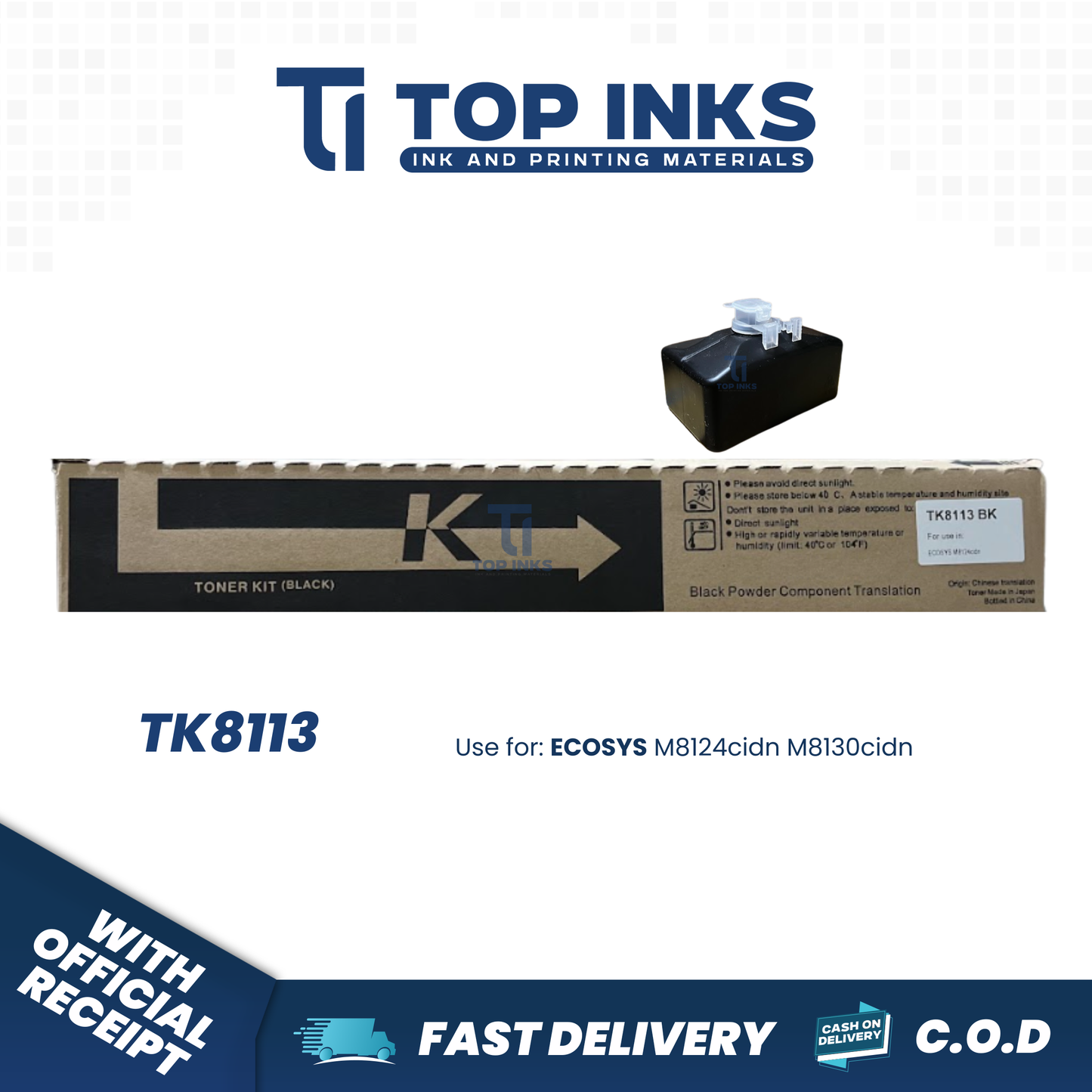 Top Inks 1PC TK8113 TK8110 TK8111 TK8115 TK8117 TK8118 TK8119 Toner Cartridge for ECOSYS M8124cidn