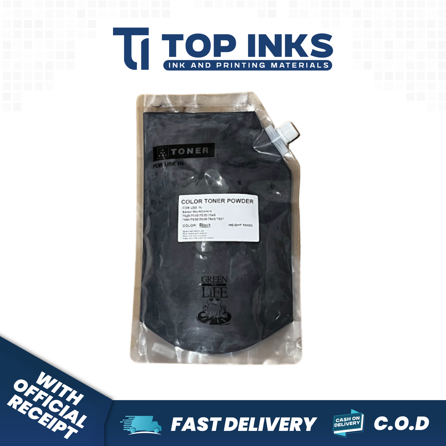 Top Inks 1kg 500mg Toner Powder for WorkCentre 7830 7835 7845 7855 8030 8035 8045 8055 8070 Phaser 7800 C4000d C5000d